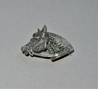 RARE Gorgeous Vintage 935 Sterling Silver Marcasite Horse Head Brooch Pin EUC 3