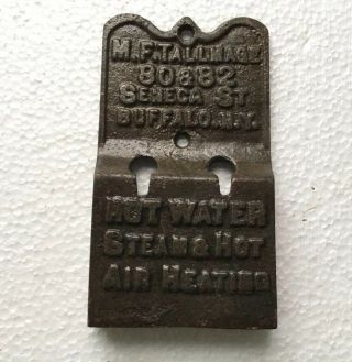 1800’s Cast Iron Advertising Plate Steam Heating Buffalo Ny Hot Water