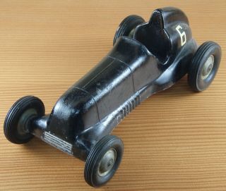 Antique Lm Cox Thimble Drome Special 6 Back Race Car Pusher Toy 8 3/4 "