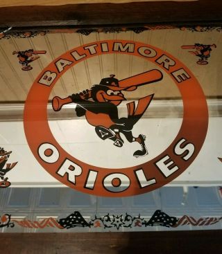 Vintage Rare Baltimore Orioles The Bird Logo Mirror Sign with Wood Frame 3