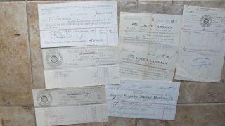 7 Rare 1885 Sewing Machine Company Invoices,  Londonderry,  Vermont,  Textiles Gift