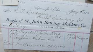 7 Rare 1885 Sewing Machine Company Invoices,  Londonderry,  Vermont,  Textiles GIFT 2