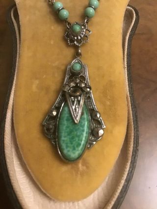 Antique Art Deco Marcasite Necklace Drop Pendant 3