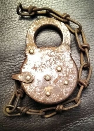 VINTAGE EAGLE SIX LEVER PADLOCK ANTIQUE STEEL LOCK NO KEY MADE USA EARLY 1900 ' S 2