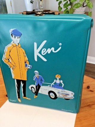 Vintage 1962 Ken Doll Teal Vinyl Case - - Barbie Mattel Ponytail