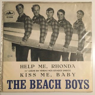 The Beach Boys Help Me Rhonda 7 " 33rpm 1965 Mono Rare Capitol Promo P/s Brazil