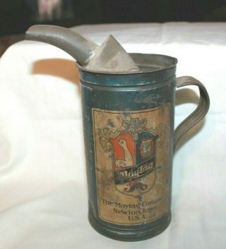Antique The Maytag Co Newton Iowa Ia Oil Fuel Mixing Can 7.  5 "