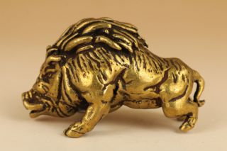 Rare Fierce Old Bronze Hand Carved Wild Boar Sus Scrofa Pig Statue /figurines