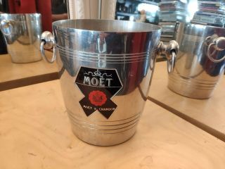 Rare Moet & Chandon Champagne Ice Bucket Cooler Aluminum By Argit Made In France