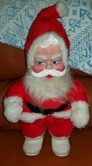 Rare Vintage 16” Rushton Plush Rubber Face Plush Santa Christmas 1950 