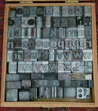 100,  Vintage Metal Letterpress Print Type Blocks Lower Case,  Spacers