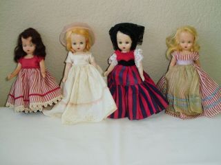 Four Vintage Plastic Nancy Ann Storybook Dolls