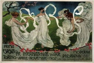 Prisma International Art Exhibition Vintage Ad Poster L Bistolfi Italy 1902