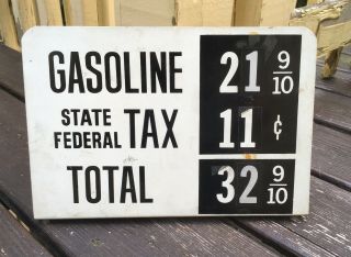 Rare Vintage 21 Cents Gas Station Pump Price Double Sided Flange Sign