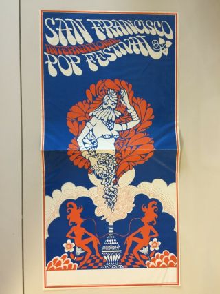 San Francisco International Pop Festival Vintage Rare Poster 1968 Ex