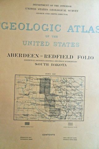 South Dakota Geologic Atlas Aberrdeen - Redfield Folio 1909 Us Geological Survey