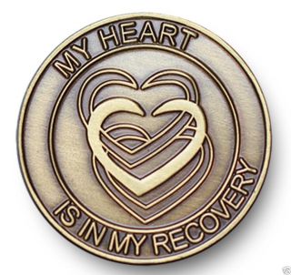 Antique Bronze My Heart Is In My Recovery Aa/na 12 Step Program Coin/token/chip