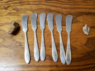 6 National Silver Plate 1951 King Edward Pattern Butter Spreader Knives,  Plated