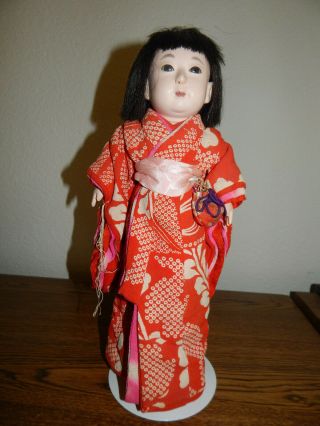 Rare Antique Japanese Ichimatsu Gofun Doll W/ Sheen