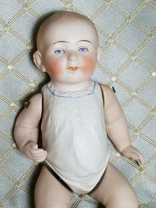 7 " Antique German All Bisque Baby Molded Clothes Wire Jointed