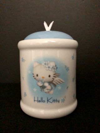 Vintage Sanrio Hello Kitty Blue Angel Wings Ceramic Jar With Lid - 1976,  2000 Rare