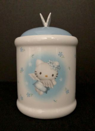 Vintage Sanrio Hello Kitty Blue Angel Wings Ceramic Jar with Lid - 1976,  2000 Rare 3