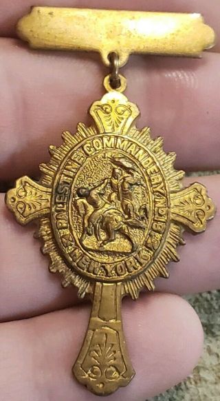 Rare 1890s York Palestine Commandery Masonic Knights Templar Medal Badge