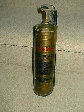 Vintage Antique Fire Gun No.  0 Solid Brass Empty Fire Extinguisher & Bracket