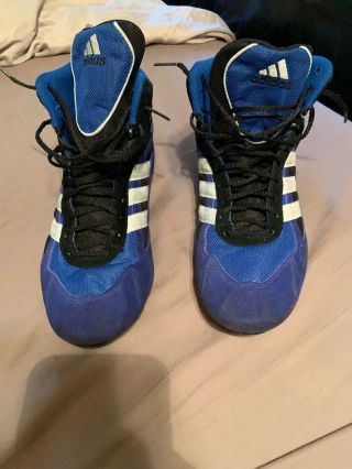 Size 8.  5 Black And Blue Adidas Revel Wrestling Shoes Rare