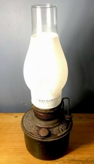 Antique Vintage Lantern The Miller Lamp Usa Ornate Black Metal Kerosene Oil Lamp