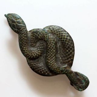 Very Rare Celtic Or Roman Bronze Snake Fibula Brooch Circa 100 Bc - Ad - Complete