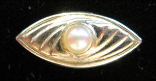 Antique 14k White Gold Clasp With Seed Pearl Eye - Shaped