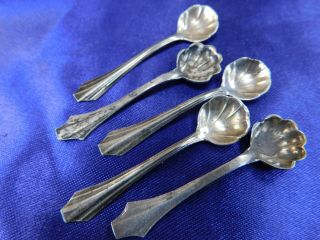 Unknown Maker & Pattern Sterling Silver Salt Spoon Set Of 5 - Very Good T