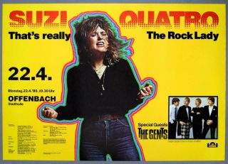 Suzi Quatro,  The Gents - Mega Rare Vintage Germany 1980 Concert Poster