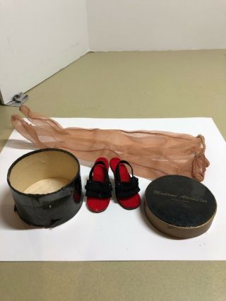 Vintage Madame Alexander Cissy Doll High Heels Shoes,  Stockings & Hat Box Red