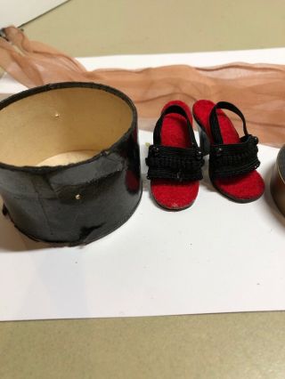 VINTAGE MADAME ALEXANDER CISSY DOLL HIGH HEELS SHOES,  Stockings & Hat Box Red 2