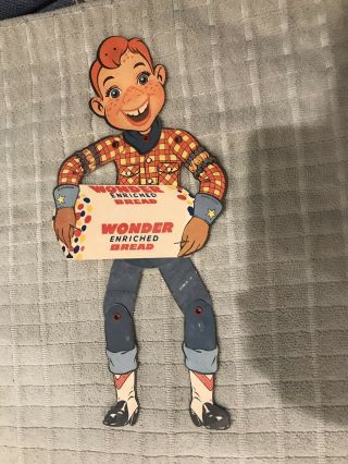 Rare Vintage 1950s Howdy Doody Wonder Bread Cardboard Advertising Sign 12 " Ex