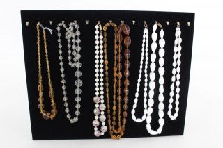 7 X Vintage & Antique Glass Bead Necklaces Inc.  Wedding Cake,  Leaf,  Milk Glass