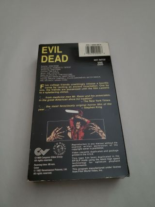 Rare HTF OOP Evil Dead VHS by Congress Video Group - horror vhs 3