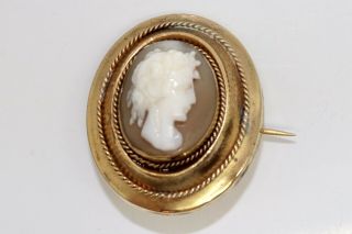 A Stunning Antique Victorian Gold Plated Agate Cameo Brooch 15444