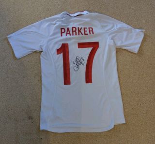Rare Hand Signed Scott Parker England Shirt Small West Ham Fulham Spurs