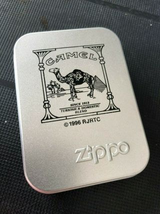 Zippo Camel Logo On Midnight Chrome And Rare Tin 1996