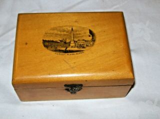 Antique Mauchline Ware Trinket Box - Market Place Ripon - Picture To Top -