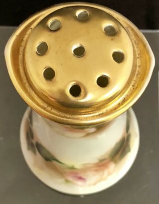 Antique Porcelain RS Germany Floral Sugar Talc Shaker or Pin Holder Jar Royal 2