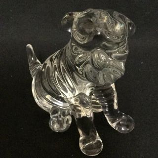 Crystal Art Glass Mid Century Shar Pei Dog Sculpture Figurine Very Rare
