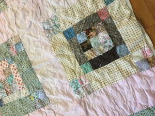 VINTAGE HAND MADE PINK PATCHWORK QUILT 70 x 76 inches SIZE 3