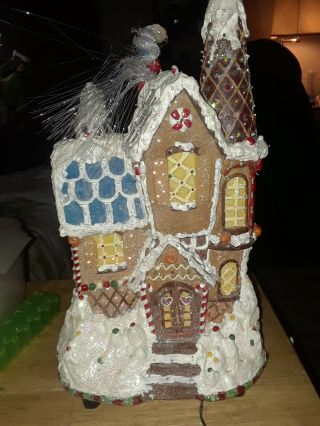 Rare Vintage Fiber Optic Candy Gingerbread House Christmas Holiday By Puleo