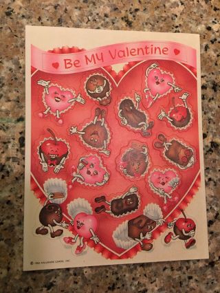 Rare Vtg 80s Hallmark Valentine Box Cute Live Chocolate Scratch & Sniff Stickers
