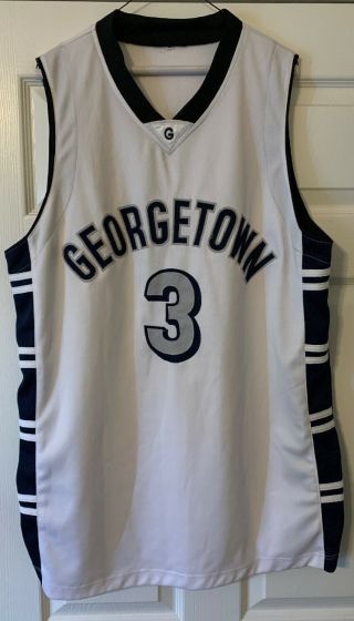 Vintage Rare Allen Iverson 3 Georgetown Hoyas White Basketball Jersey Men 