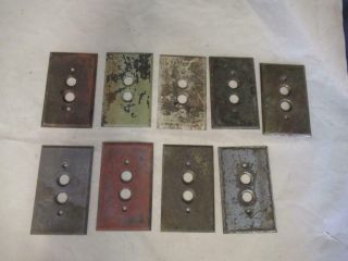 9 Vintage Double Push Button Switch Covers - Mostly Brass 12 Ks